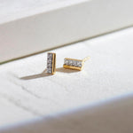 Petite Bar Diamond Earrings, 14K Gold Vermeil, 1/20 ct Lab Grown Diamond-6