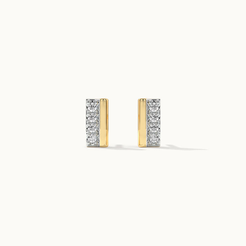 Petite Bar Diamond Earrings, 14K Gold Vermeil, 1/20 ct Lab Grown Diamond-7