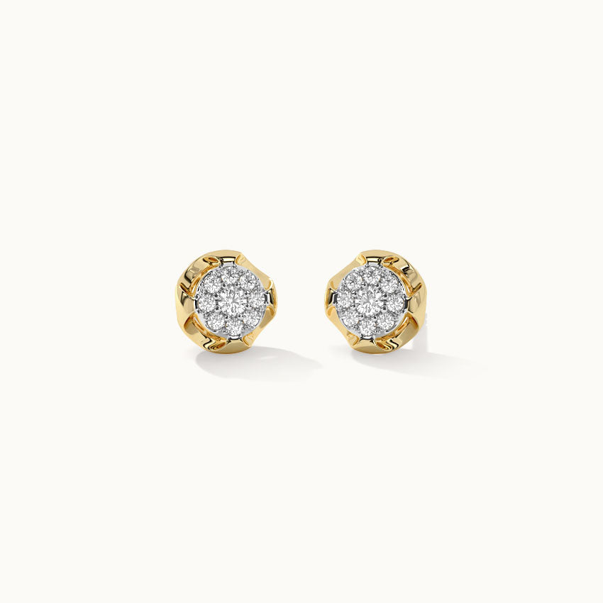 Tailored Round Diamond Earrings, 14K Gold Vermeil, 1/6 ct Lab Grown Diamond-3