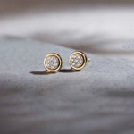 Round Bezel Diamond Earrings, 14K Gold Vermeil, 1/5 ct Lab Grown Diamond-1