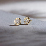 Round Bezel Diamond Earrings, 14K Gold Vermeil, 1/5 ct Lab Grown Diamond-5