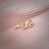 Shamrock Diamond Earrings, 14K Gold Vermeil, 1/6 ct Lab Grown Diamond-6