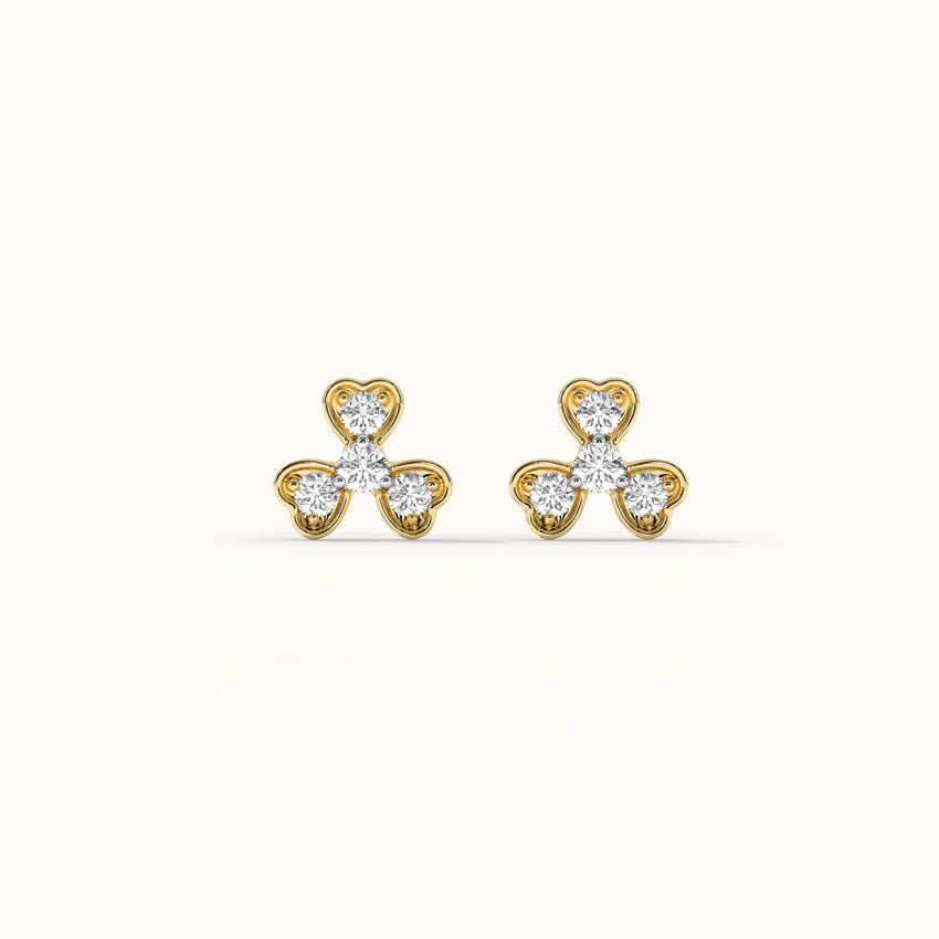 Shamrock Diamond Earrings, 14K Gold Vermeil, 1/6 ct Lab Grown Diamond-8