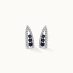 Created Sapphire Wishbone Earrings, Sterling Silver, 1/4 ct Lab Grown Diamond-3