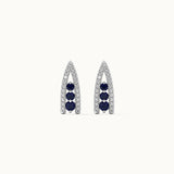Created Sapphire Wishbone Earrings, Sterling Silver, 1/4 ct Lab Grown Diamond-8