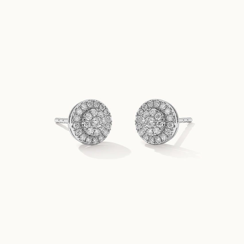Cluster Halo Diamond Earrings, Sterling Silver, 3/8 ct Lab Grown Diamond-3