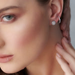 Cluster Halo Diamond Earrings, Sterling Silver, 3/8 ct Lab Grown Diamond-2