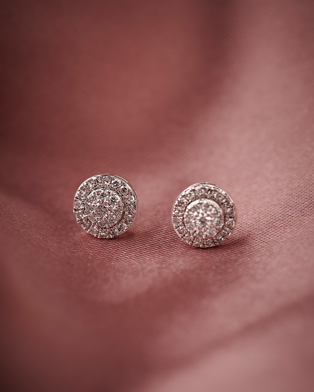 Cluster Halo Diamond Earrings, Sterling Silver, 3/8 ct Lab Grown Diamond-5
