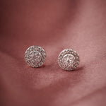 Cluster Halo Diamond Earrings, Sterling Silver, 3/8 ct Lab Grown Diamond-5