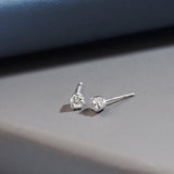 Mini Round Diamond Earrings, Sterling Silver, 1/2 ct Lab Grown Diamond-5