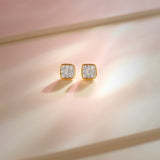 Square Cluster Diamond Small Earrings, 14K Gold Vermeil, 1/3 ct Lab Grown Diamond-4