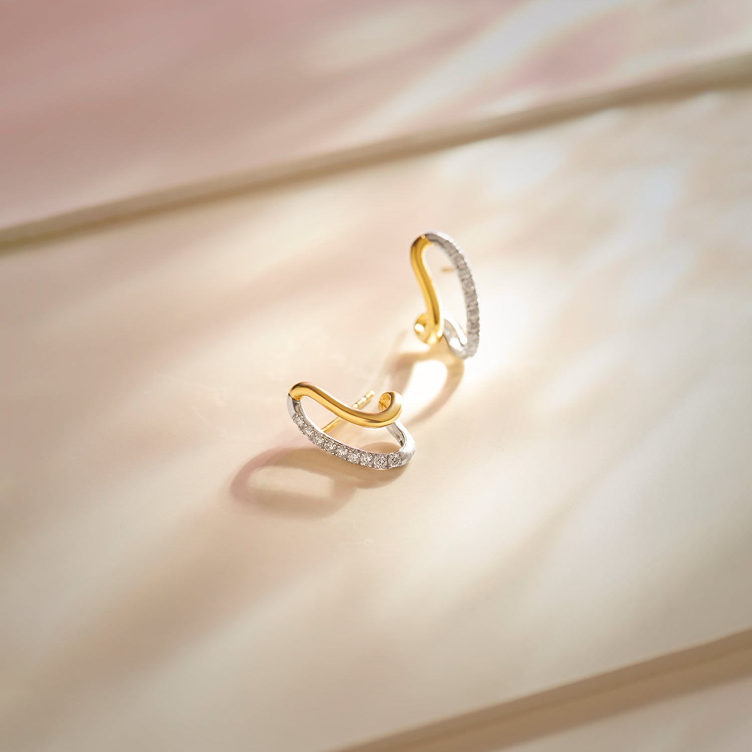 Folded Diamond Earrings, 14K Gold Vermeil, 1/4 ct Lab Grown Diamond-1