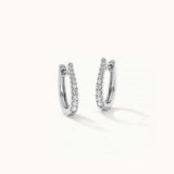 Tapered Line Small Hoops, Sterling Silver, 1/4 ct Lab Grown Diamond-3