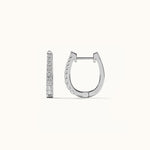 Tapered Line Small Hoops, Sterling Silver, 1/4 ct Lab Grown Diamond-5