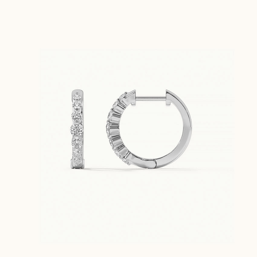 Graduated Medium Diamond Hoops, Sterling Silver, 1/4 ct Lab Grown Diamond-6