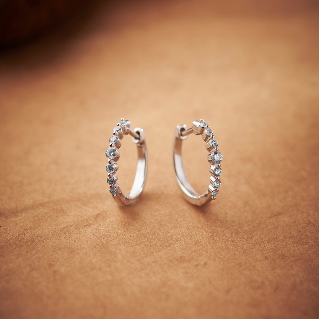 Graduated Medium Diamond Hoops, Sterling Silver, 1/4 ct Lab Grown Diamond-1