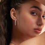Classic Oval Large Diamond Hoops, Sterling Silver, 1/2 ct Lab Grown Diamond-5