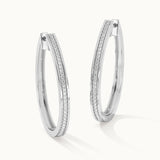 Classic Oval Large Diamond Hoops, Sterling Silver, 1/2 ct Lab Grown Diamond-3
