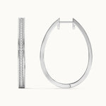 Classic Oval Large Diamond Hoops, Sterling Silver, 1/2 ct Lab Grown Diamond-7