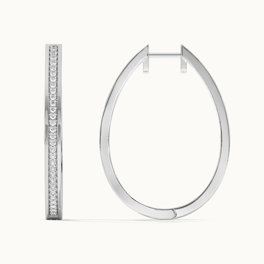 Classic Oval Large Diamond Hoops, Sterling Silver, 1/2 ct Lab Grown Diamond-7