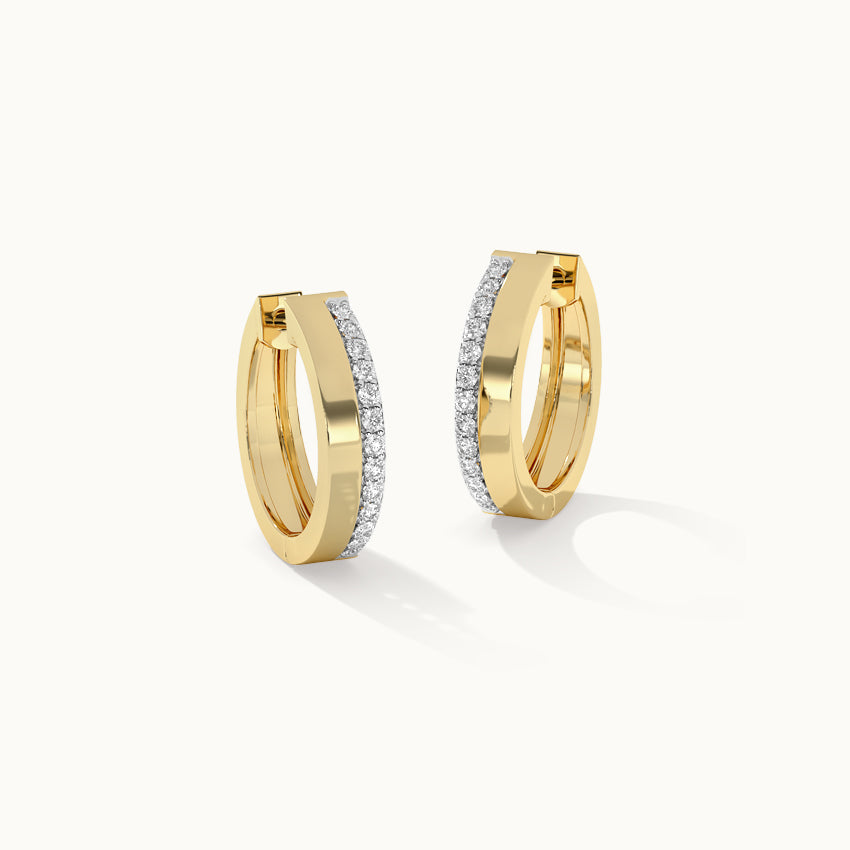 Two Band Diamond Hoops, 14K Gold Vermeil, 1/4 ct Lab Grown Diamond-3