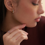 Two Band Diamond Hoops, 14K Gold Vermeil, 1/4 ct Lab Grown Diamond-2