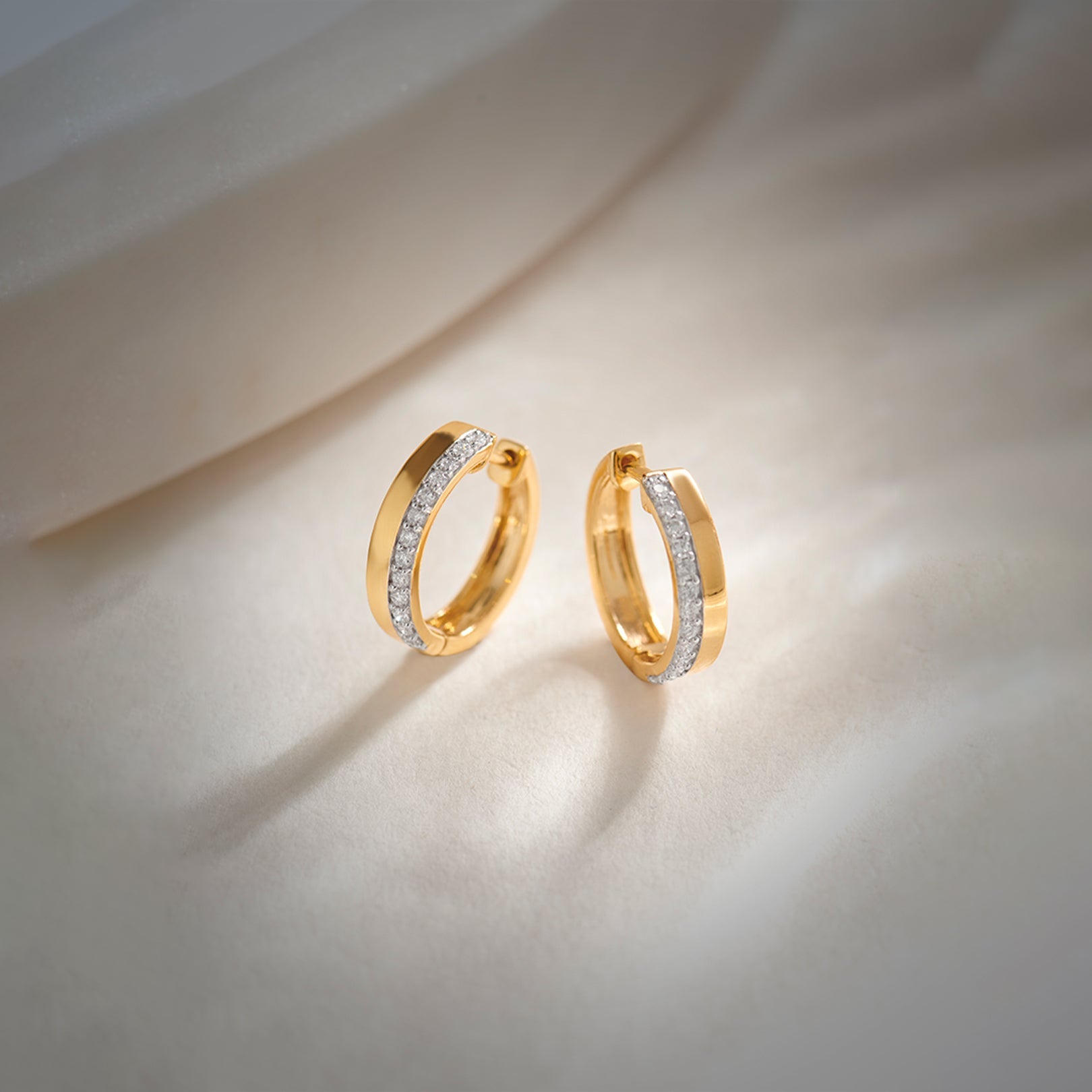 Two Band Diamond Hoops, 14K Gold Vermeil, 1/4 ct Lab Grown Diamond-1