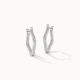 Squiggle Panaroma Diamond Hoops, Sterling Silver, 1/3 ct Lab Grown Diamond-3