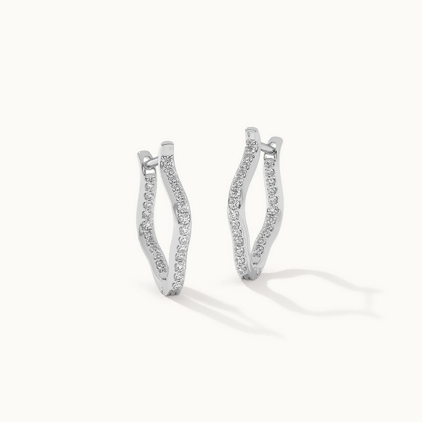Squiggle Panaroma Diamond Hoops, Sterling Silver, 1/3 ct Lab Grown Diamond-3
