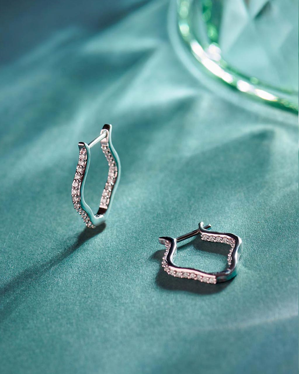 Squiggle Panaroma Diamond Hoops, Sterling Silver, 1/3 ct Lab Grown Diamond-6