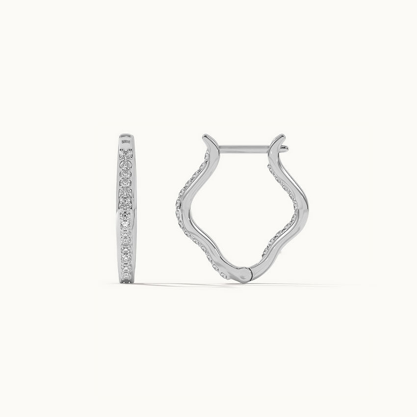 Squiggle Panaroma Diamond Hoops, Sterling Silver, 1/3 ct Lab Grown Diamond-7