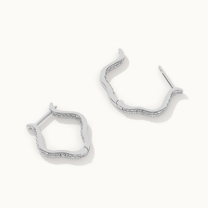 Squiggle Panaroma Diamond Hoops, Sterling Silver, 1/3 ct Lab Grown Diamond-8