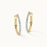 Sleek Pave Medium Hoops, 10K Solid Gold, 1/2 ct Lab Grown Diamond-3
