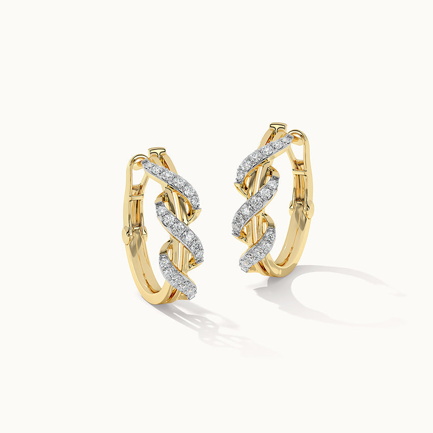 Coiled Medium Hoops, 10K Solid Gold, 1/4 ct Lab Grown Diamond-3