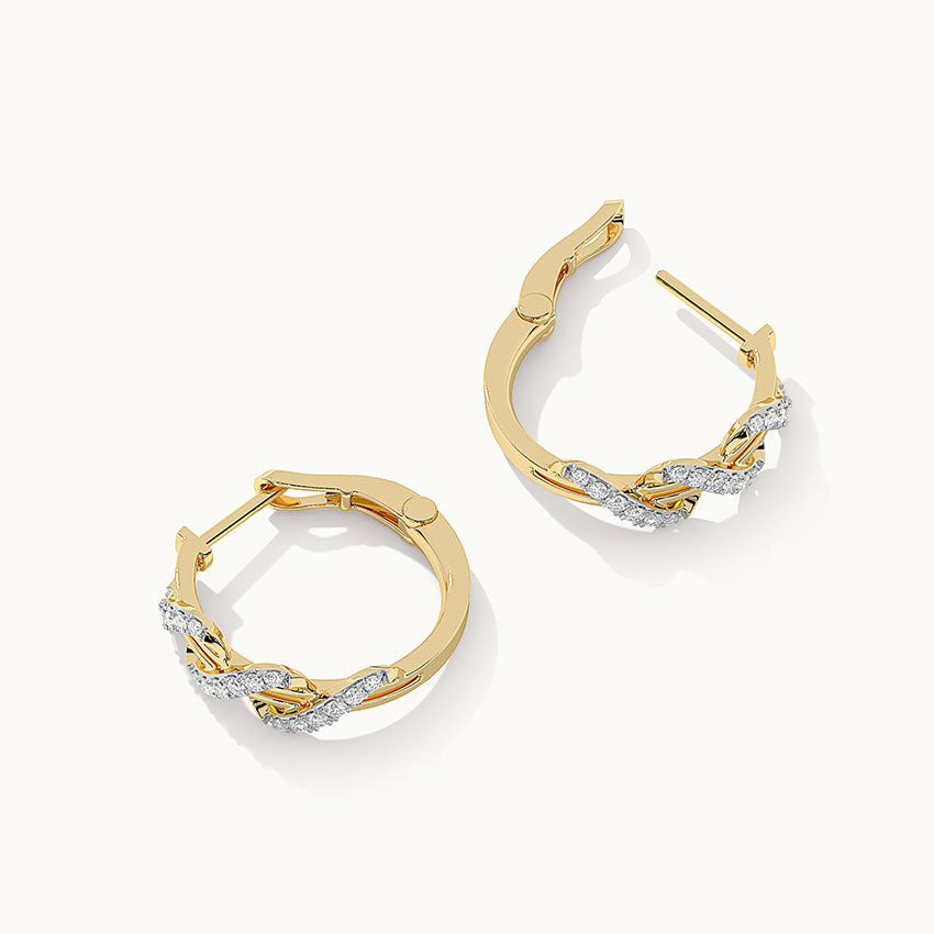 Coiled Medium Hoops, 10K Solid Gold, 1/4 ct Lab Grown Diamond-7