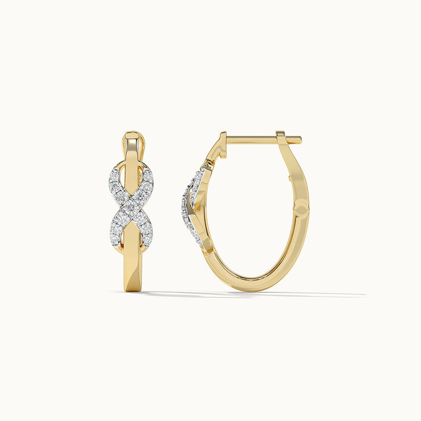 Wrapped Infinity Diamond Hoops, 10K Solid Gold, 1/5 ct Lab Grown Diamond-6
