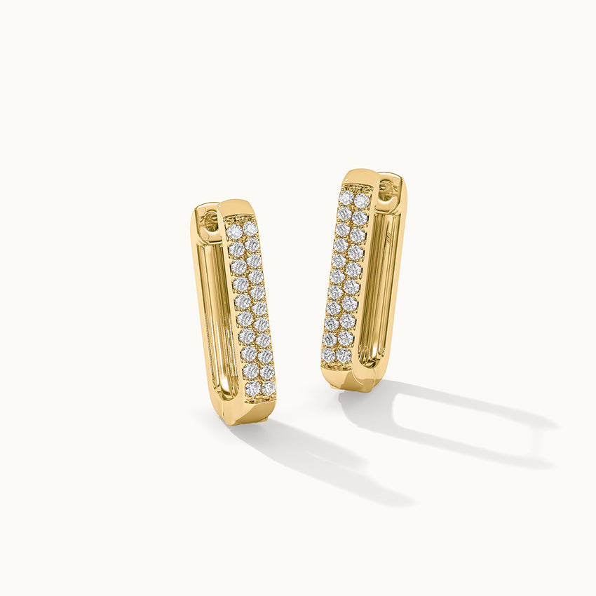 Rectangle Two Row Medium Hoops, 14K Gold Vermeil, 3/8 ct Lab Grown Diamond-3