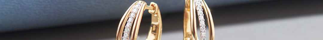 Striped Medium Diamond Hoops