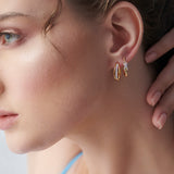 Striped Medium Diamond Hoops