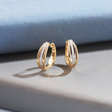 Striped Medium Diamond Hoops