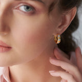 Round Station Cluster Diamond Hoops