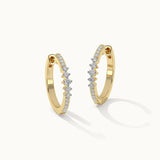 Slender Medium Diamond Hoops, 14K Gold Vermeil, 1/3 ct Lab Grown Diamond-3