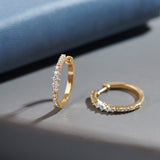 Slender Medium Diamond Hoops, 14K Gold Vermeil, 1/3 ct Lab Grown Diamond-6