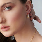 Rectangle Two Row Medium Hoops, 14K Gold Vermeil, 3/8 ct Lab Grown Diamond-2