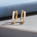 Rectangle Two Row Medium Hoops, 14K Gold Vermeil, 3/8 ct Lab Grown Diamond-6