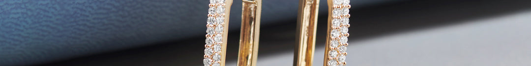 Rectangle Two Row Medium Hoops, 14K Gold Vermeil, 3/8 ct Lab Grown Diamond-1