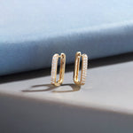 Rectangle Two Row Medium Hoops, 14K Gold Vermeil, 3/8 ct Lab Grown Diamond-1