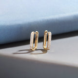 Rectangle Two Row Medium Hoops, 14K Gold Vermeil, 3/8 ct Lab Grown Diamond-1