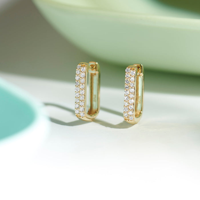 Small Rectangular Diamond Hoops