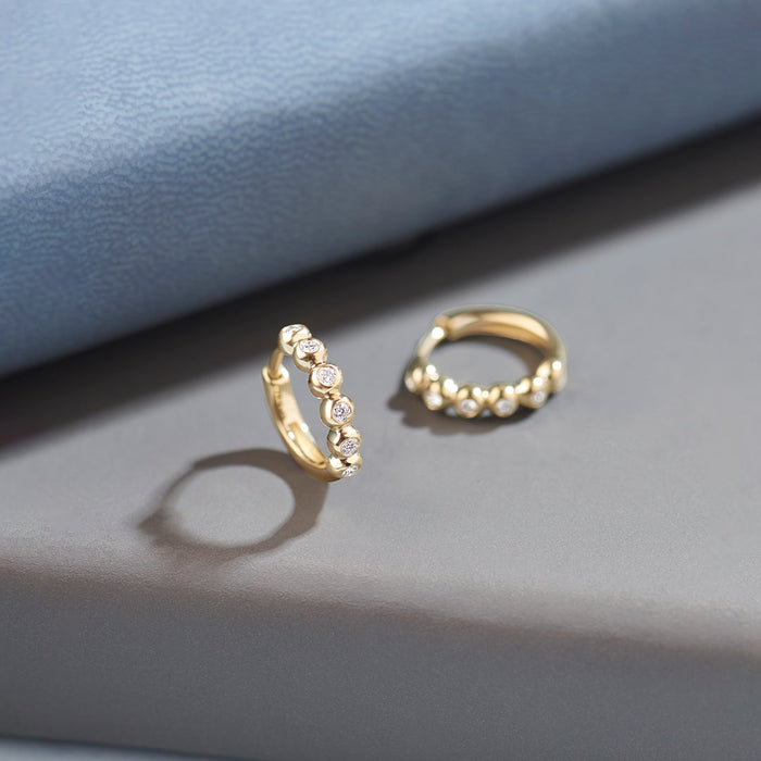Bezel-Set Diamond Hoops